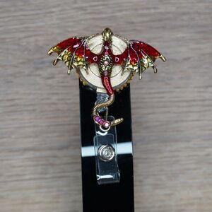 Radiant Alloy Flying Dragon Retractable ID Badge Reel Alligator Clip